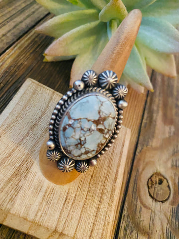 Navajo Golden Hills Turquoise & Sterling Silver Ring Size 6.5