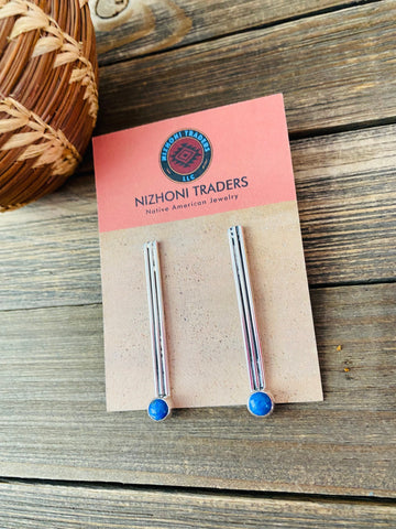 Navajo Denim Lapis & Sterling Silver Dangle Earrings