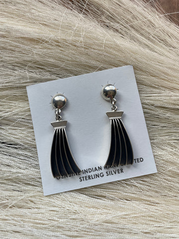 Navajo Sterling Silver Dangle Earrings By Leander Tahe