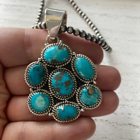 Handmade Sterling Silver & Turquoise Cluster Pendant