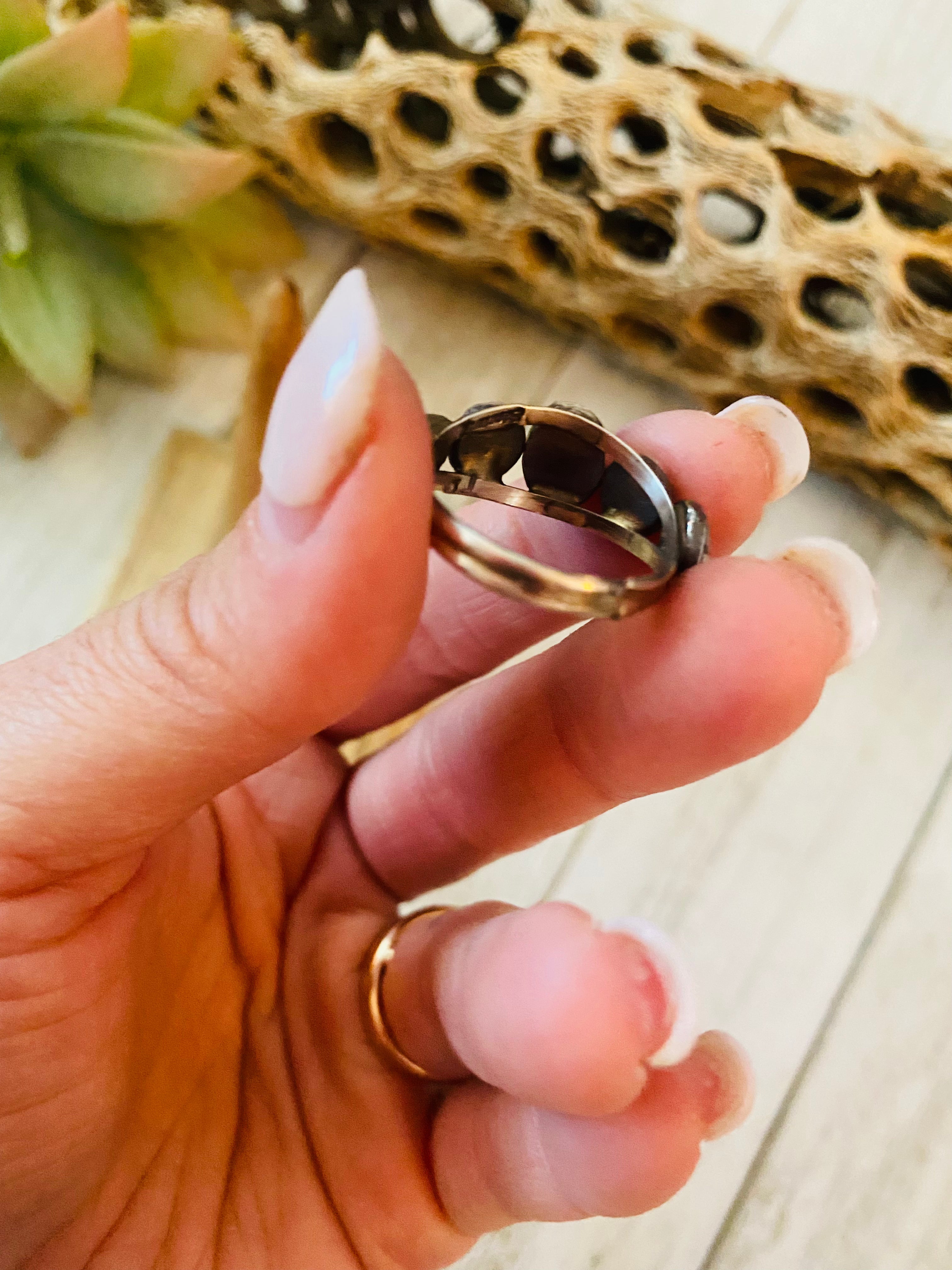 Navajo Turquoise and Sterling Silver Concho Band Ring