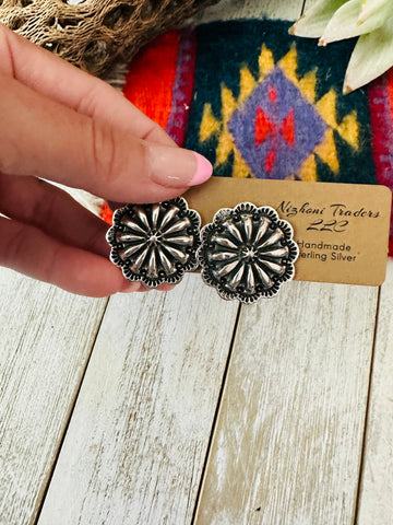 Handmade Sterling Silver Concho stud Earrings