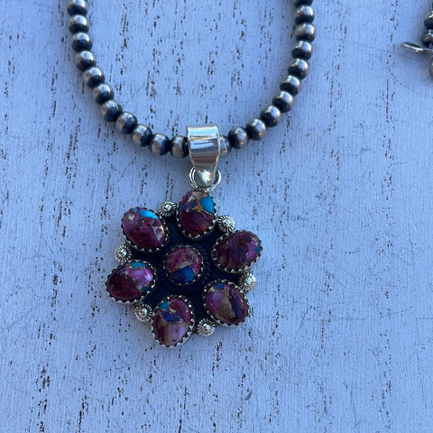 Handmade Sterling Silver & Purple Dream Flower Cluster Pendant