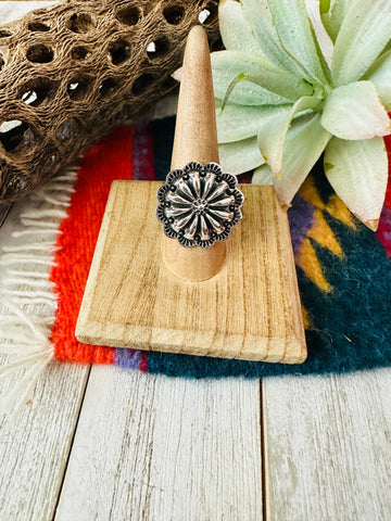 Beautiful Handmade Sterling Silver Adjustable Concho Ring