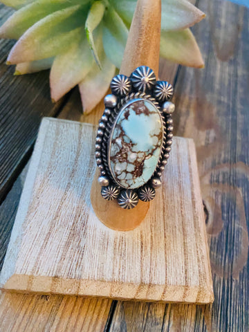 Navajo Golden Hills Turquoise & Sterling Silver Ring Size 6