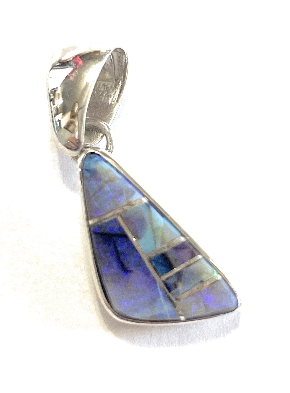 Navajo Sterling Silver & Blue Opal Inlay Pendant