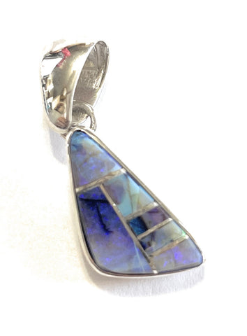 Navajo Sterling Silver & Blue Opal Inlay Pendant