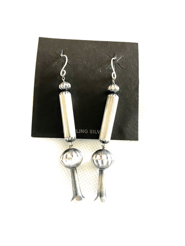 Navajo Handmade Sterling Silver Blossom Dangles