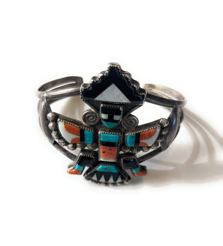 Native Jewelry - Zuni Multi Stone & Sterling Silver Cuff Bracelet