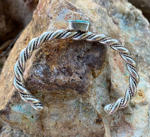 Navajo Turquoise 8 & Sterling silver Rope Twist Bracelet