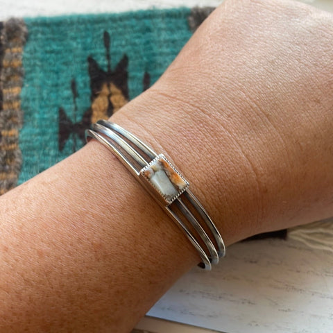 Navajo Spice And Sterling Silver Bar Adjustable Bracelet Cuff