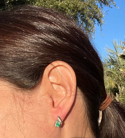 Colombian Emerald Earrings in Sterling Silver set 2