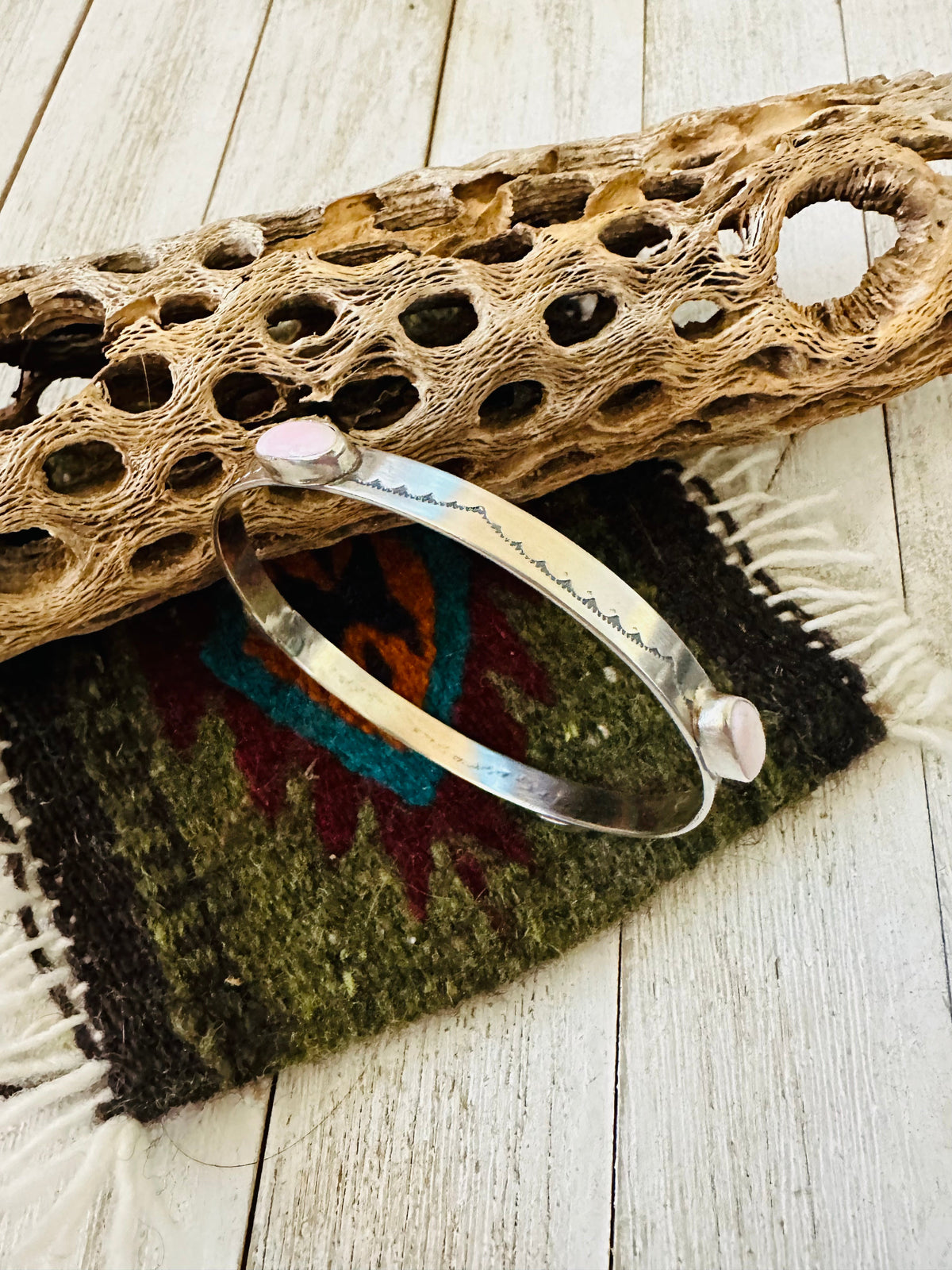 Navajo Queen Pink Conch Shell & Sterling Silver Bangle Bracelet