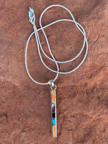 Navajo Turquoise Orange Spiny Pendant