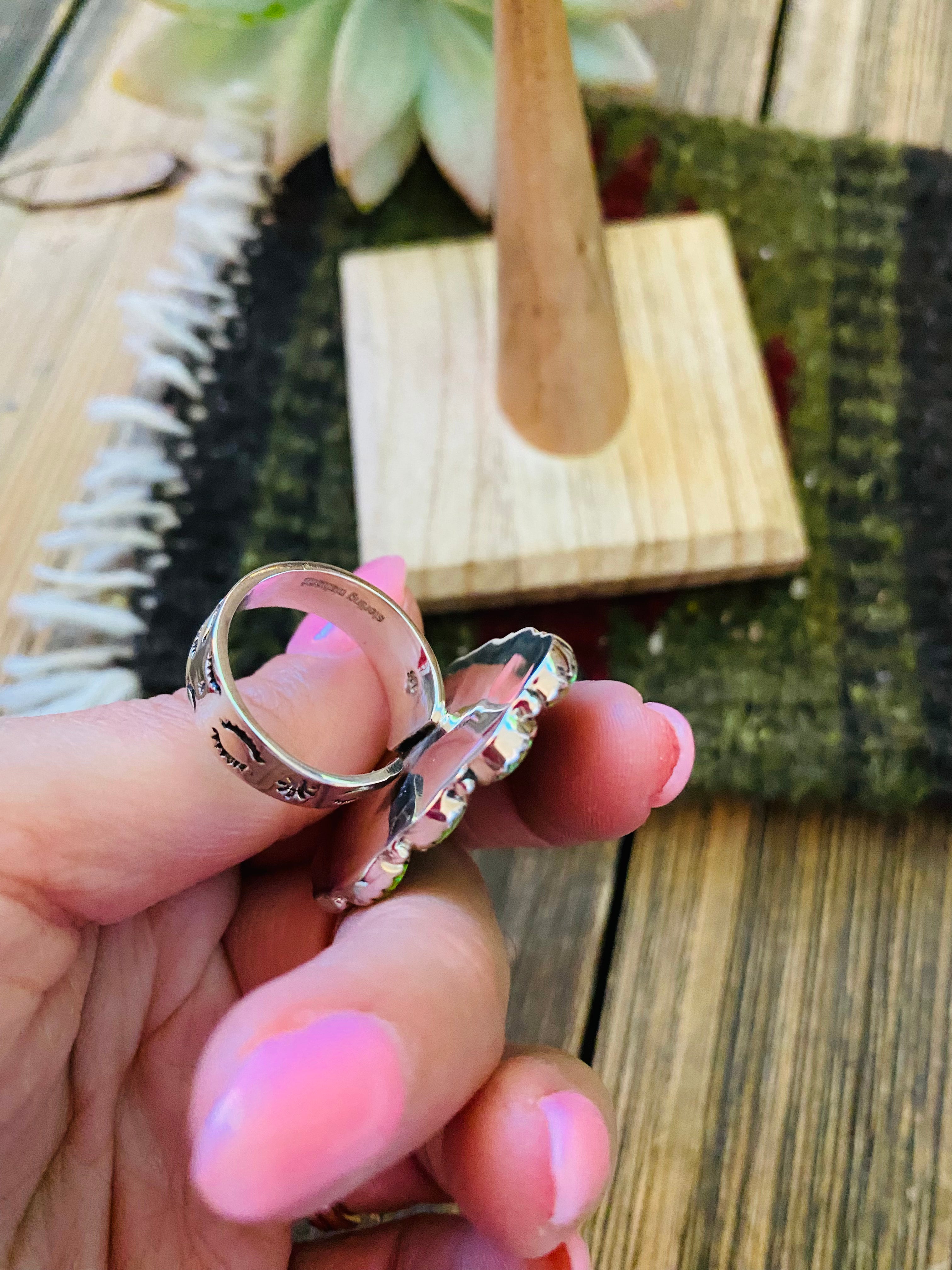 Handmade Sterling Silver, Turquoise & Opal Adjustable Ring