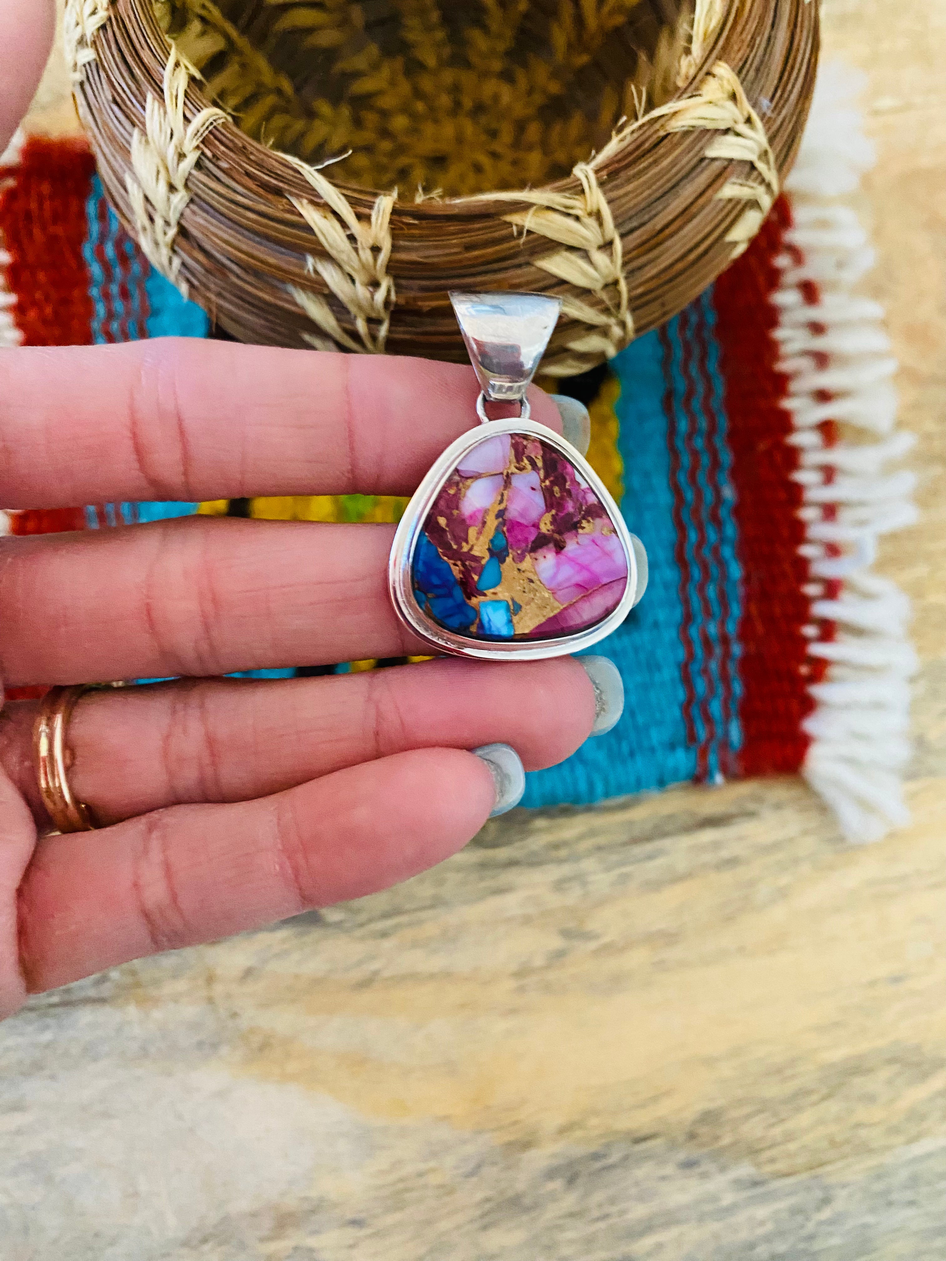 Navajo Sterling Silver & Pink Dream Pendant