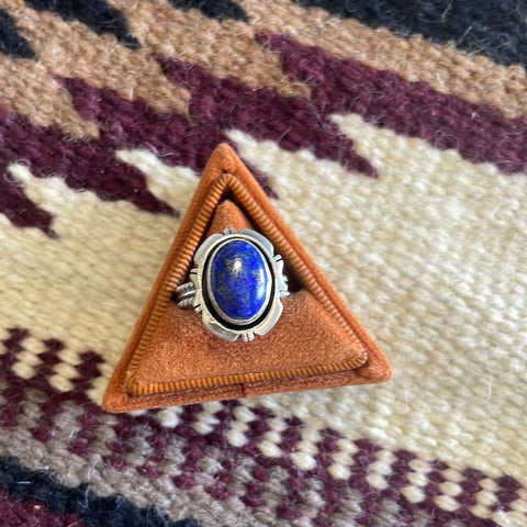 Navajo Sterling Silver Oval Lapis Braided Band Ring