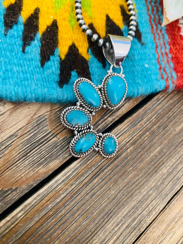 Handmade Sterling Silver & Turquoise Cluster Pendant