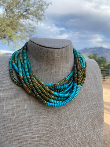 Navajo Natural Royston & Kingman Turquoise beaded Necklace