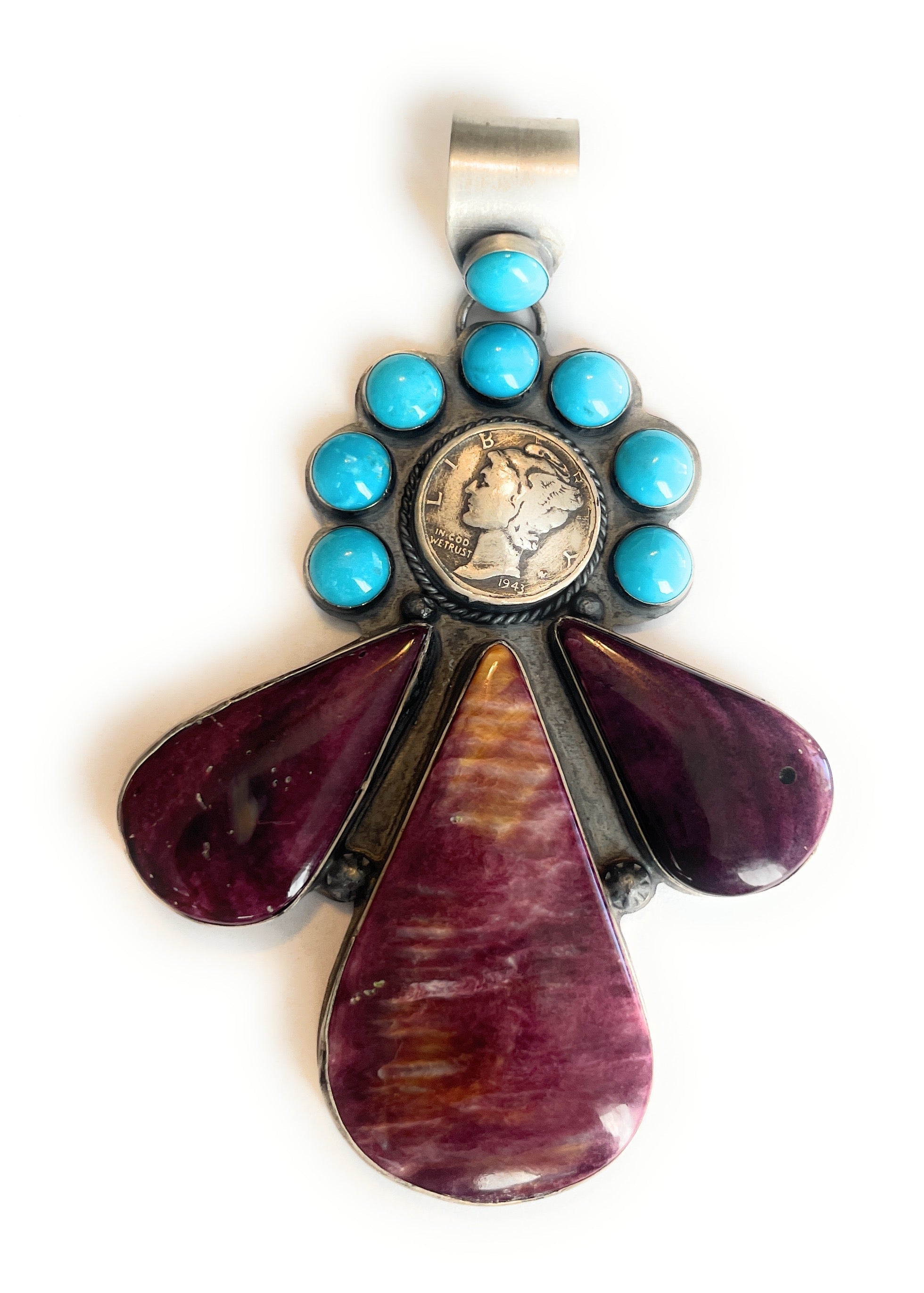 Sleeping Beauty Turquoise & Purple Spiny Liberty Pendant