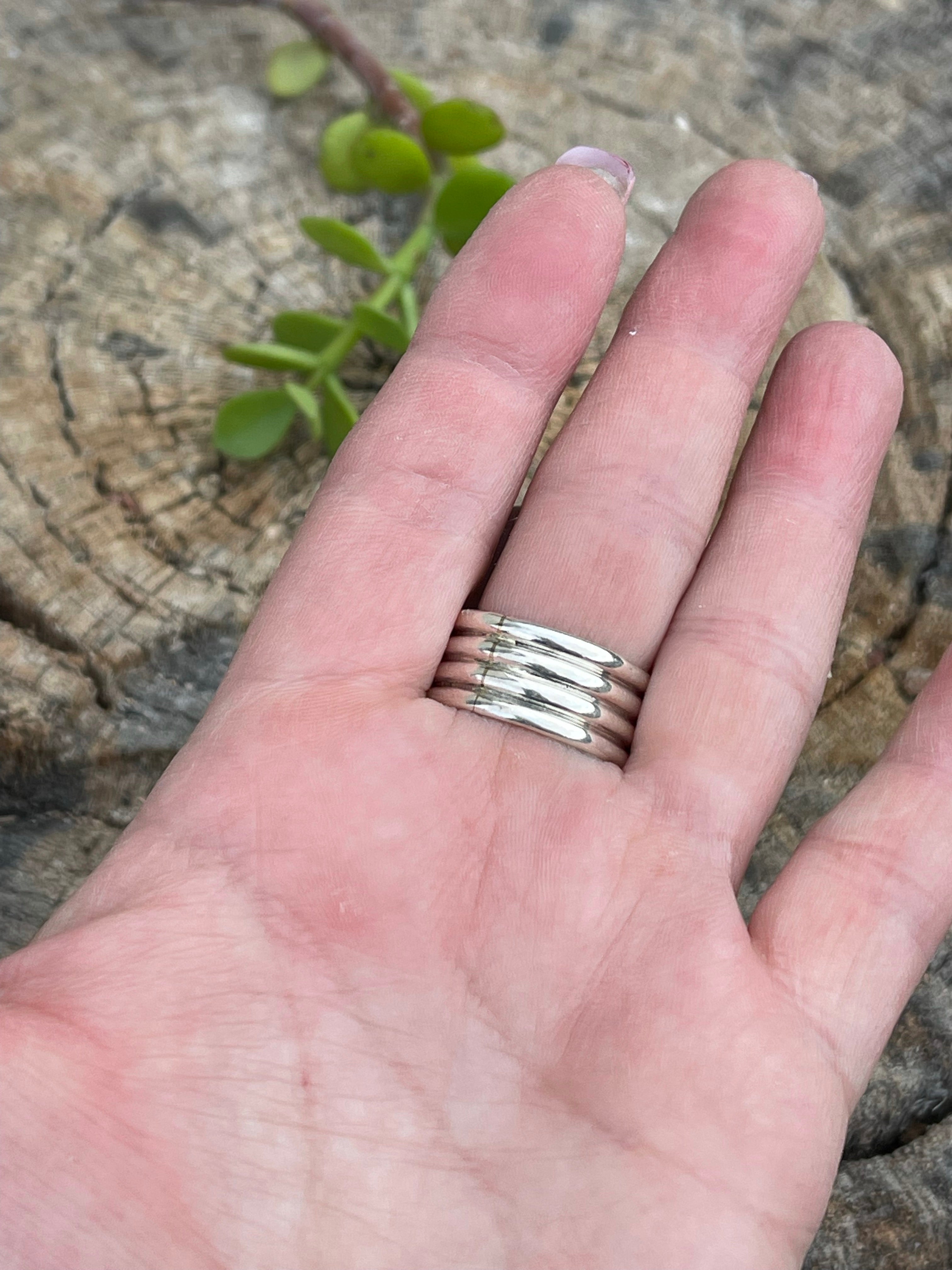 Navajo Sterling Cluster Silver Turquoise Oval Ring Sz 8