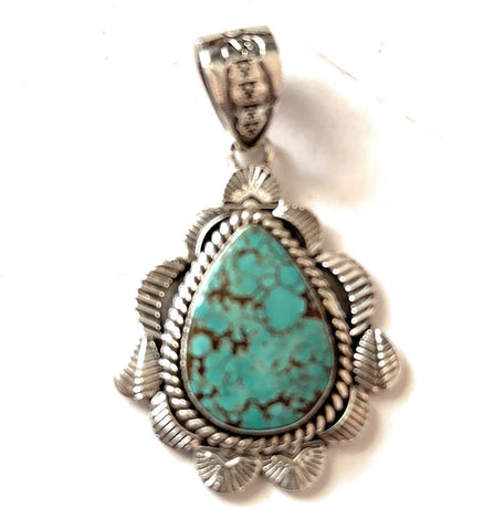 Handmade Sterling Silver & Number 8 Turquoise Pendant