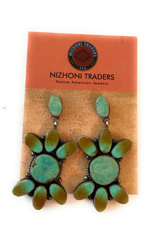 Navajo Jacqueline Silver Royston Turquoise & Sterling Silver Dangle Earrings