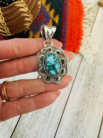 Handmade Sterling Silver & Kingman Turquoise Pendant