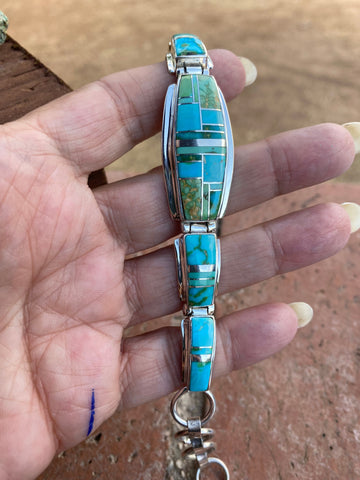 Navajo Sonoran Mountain, Sonoran Gold & Kingman Turquoise Link Bracelet