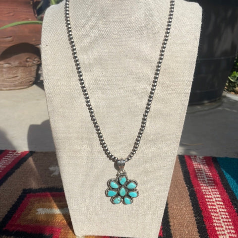 Handmade Sterling Silver & Turquoise Pendant signed Nizhoni