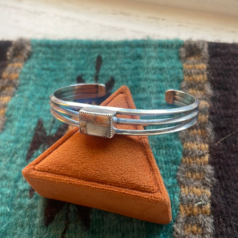 Navajo Spice And Sterling Silver Bar Adjustable Bracelet Cuff