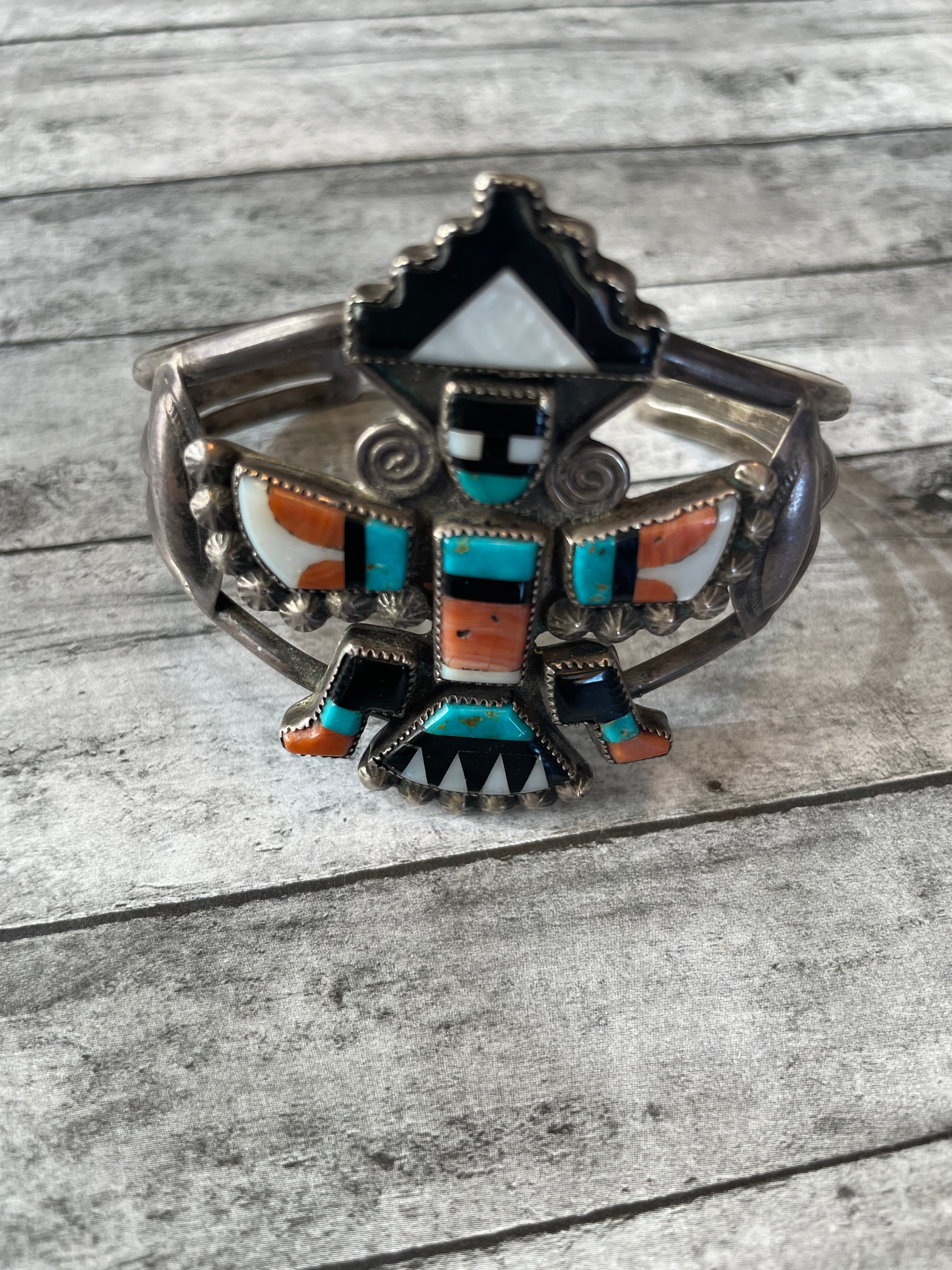 Native Jewelry - Zuni Multi Stone & Sterling Silver Cuff Bracelet