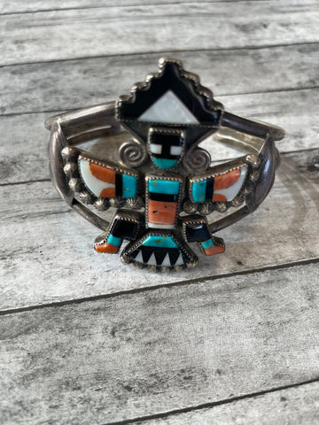 Native Jewelry - Zuni Multi Stone & Sterling Silver Cuff Bracelet