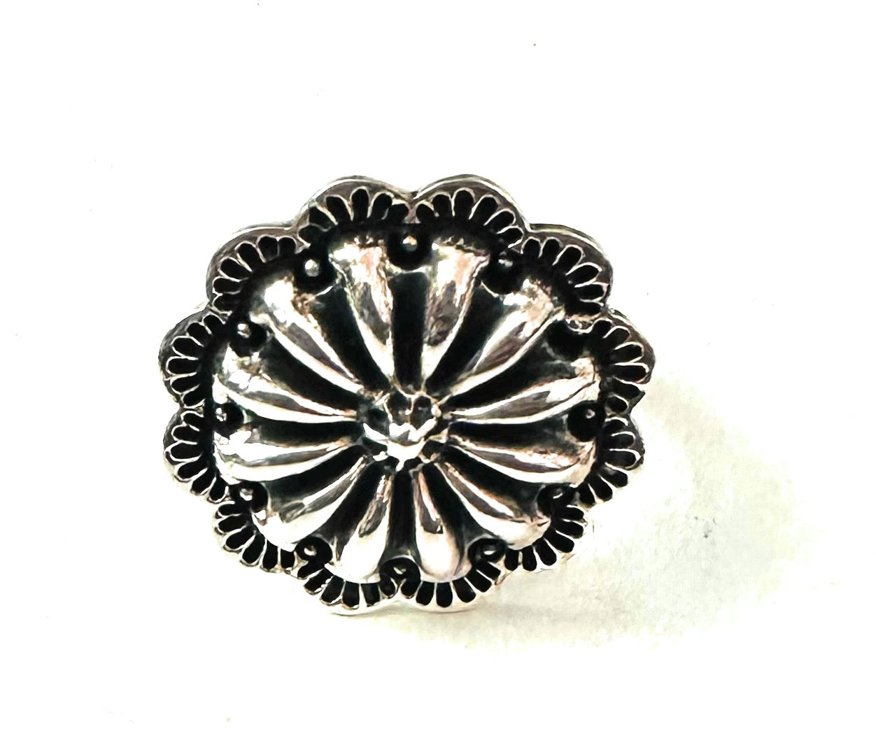 Beautiful Handmade Sterling Silver Adjustable Concho Ring