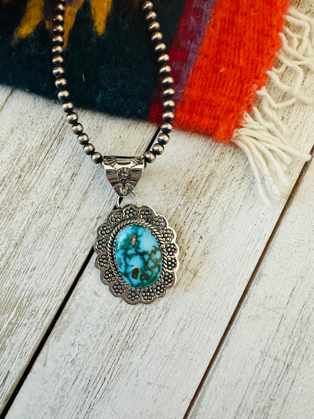 Handmade Sterling Silver & Kingman Turquoise Pendant