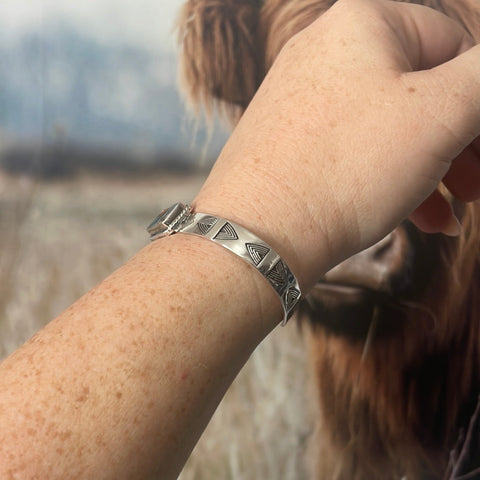 Handmade Sterling Silver & Spice Adjustable Cuff Bracelet