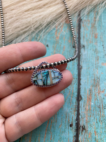 Navajo Sterling Silver & Blue Opal Pendant