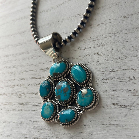 Handmade Sterling Silver & Turquoise Cluster Pendant