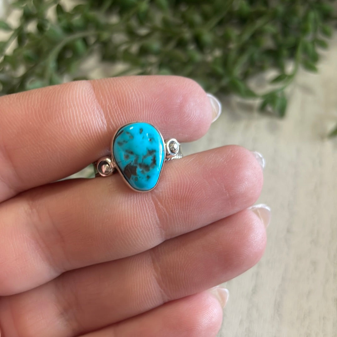 Navajo Sterling Silver Single Stone Turquoise Ring