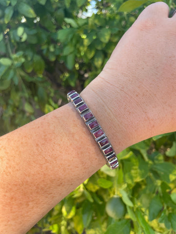 “The Must Have” Navajo Purple Spiny & Sterling Silver Cuff Bracelet Signed