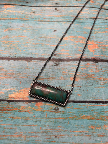 Navajo Sterling Silver & Royston Turquoise Bar Necklace