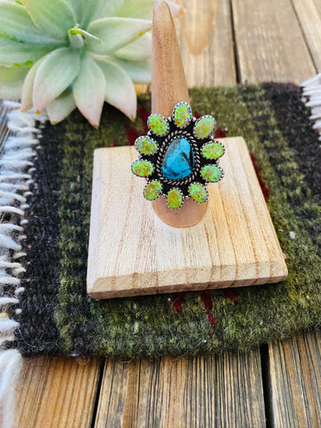 Handmade Sterling Silver, Turquoise & Opal Adjustable Ring