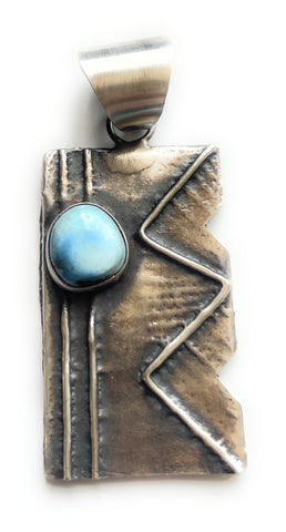 Navajo Golden Hills Turquoise & Sterling Silver Pendant