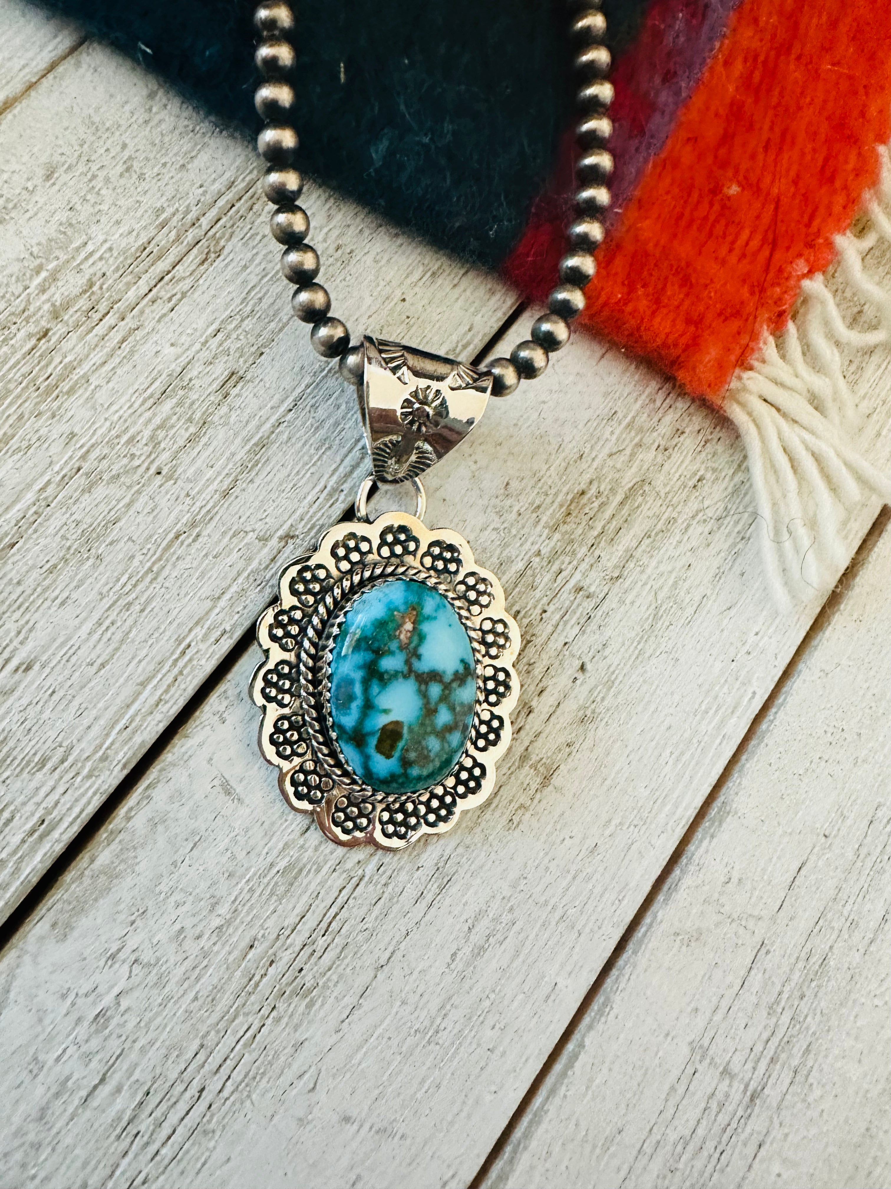 Handmade Sterling Silver & Kingman Turquoise Pendant