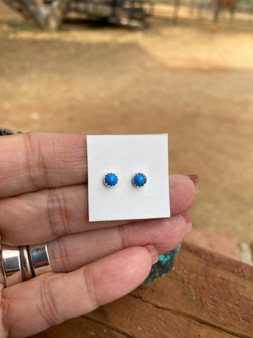 Zuni Sterling Silver Mini Denim Lapis Stud Earrings