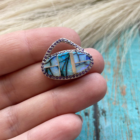 Navajo Sterling Silver & Blue Opal Pendant