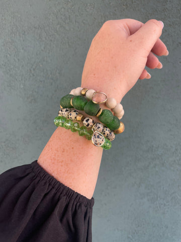 Handmade Beaded Stretch Bracelet Green