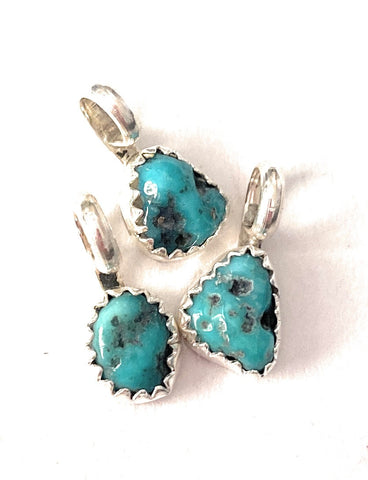 Navajo Sterling Silver & Kingman Turquoise Mini Pendant