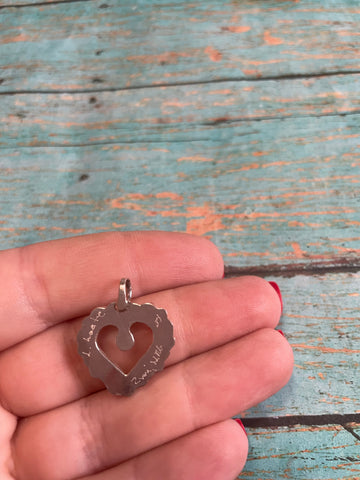 Zuni Sterling Silver & White Opal Heart Pendant