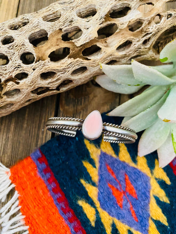 Navajo Queen Pink Conch Shell & Sterling Silver Cuff Bracelet